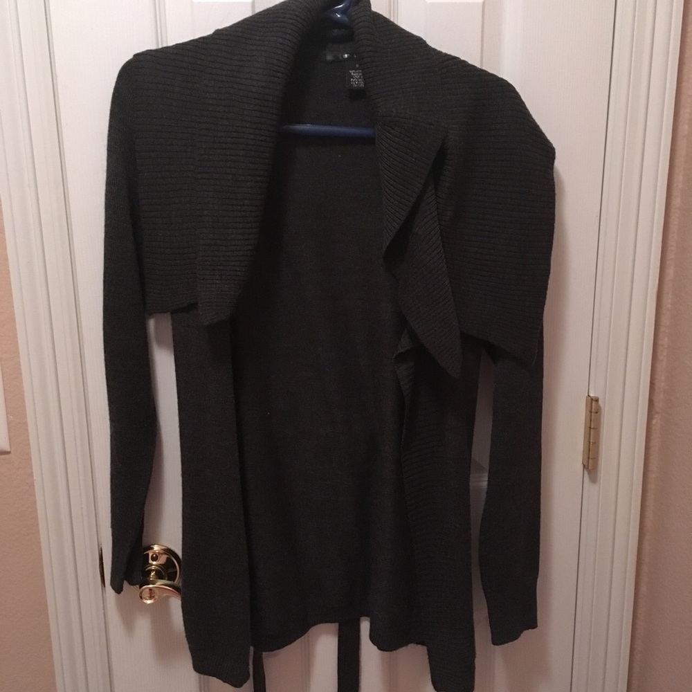 Grey wrap sweater
